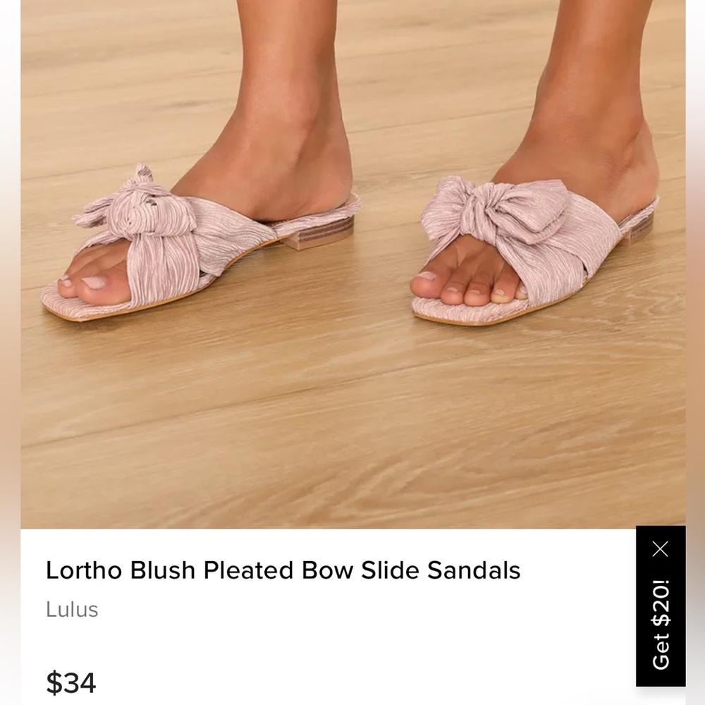 Lortho Blush Pleated Bow Slide Sandals size 10